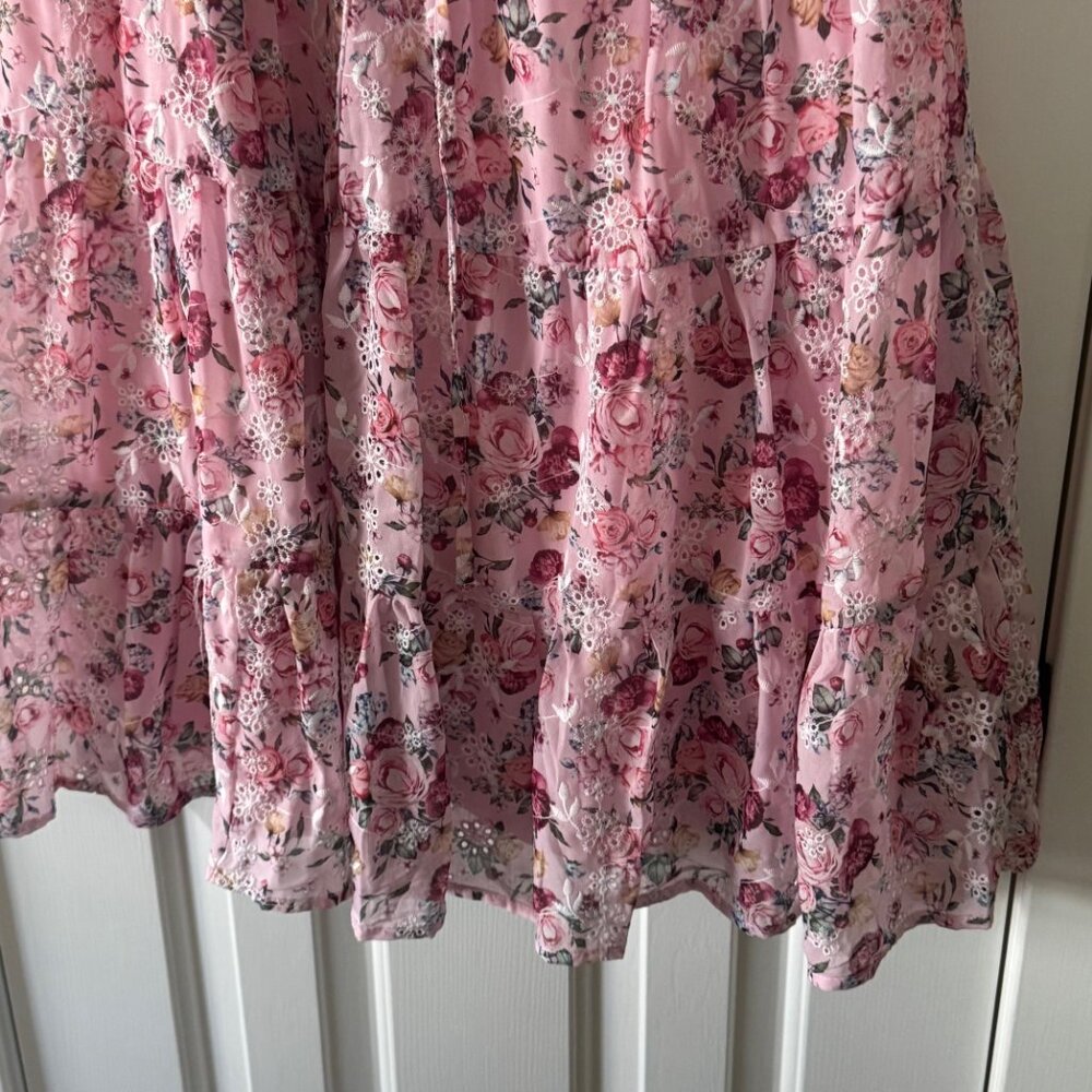 Blue Rain Womens Pink Floral Mini Dress Size S Small P3 - Picture 2 of 13